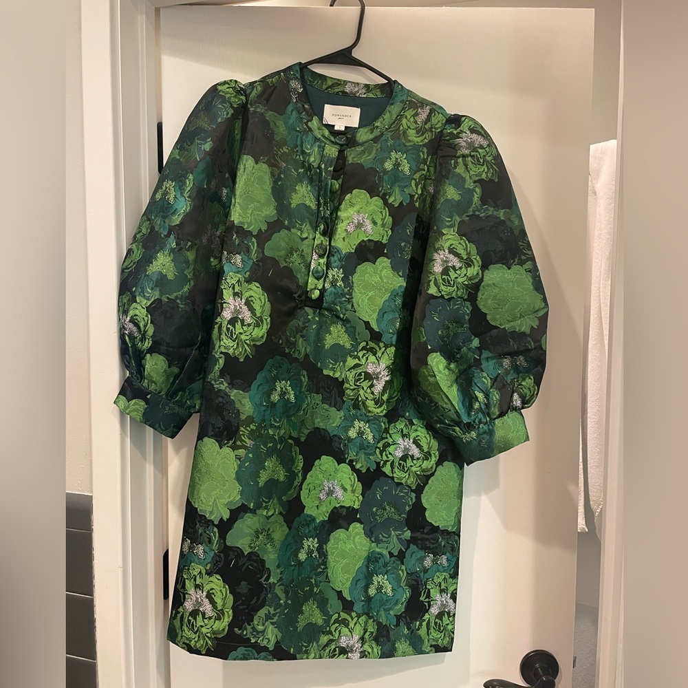 Pomander Place Samantha green jacquard dress size Large worn once!
